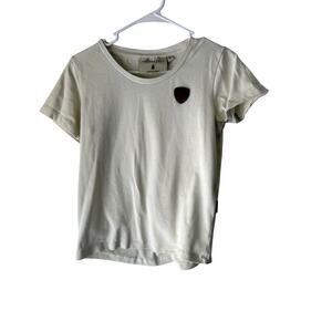 Wanakome Shirt Womens Small Short Sleeve Crewneck Casual Cotton Blend Patch Tee